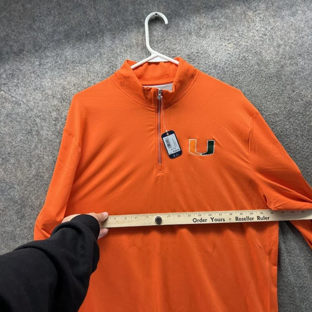 Miami Hurricanes Pullover Mens Large Orange College Golf Johnnie-O Quarter Zip - Picture 9 of 10
